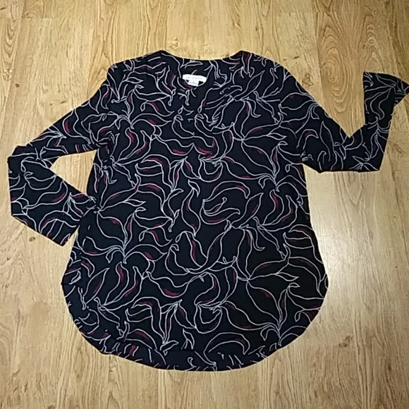 Liz Claiborne Tops - Liz Claiborne Black Floral Pattern Blouse Small